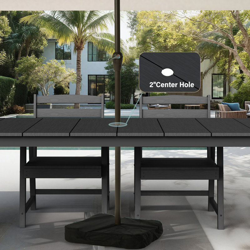 75.2'' Wide Rectangular Patio Outdoor Dining Table - Elegant For Garden Parties & Banquets(Black), Black