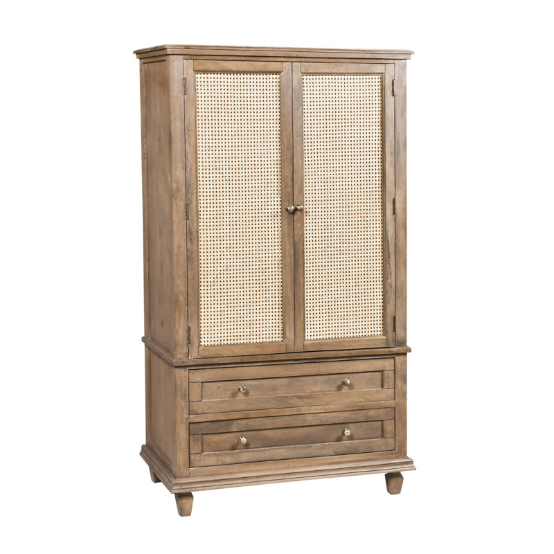 Armoire haute avec 2 portes et 2 tiroirs au fini blé