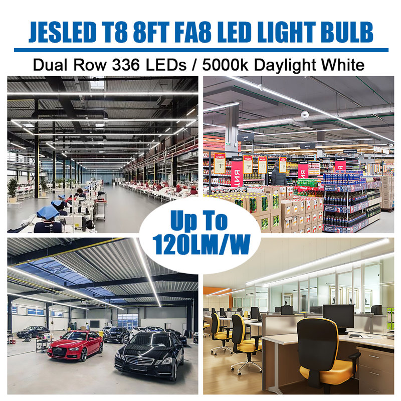 T8 8FT Single Pin FA8 Base LED Light Bulb 50W 6000LM