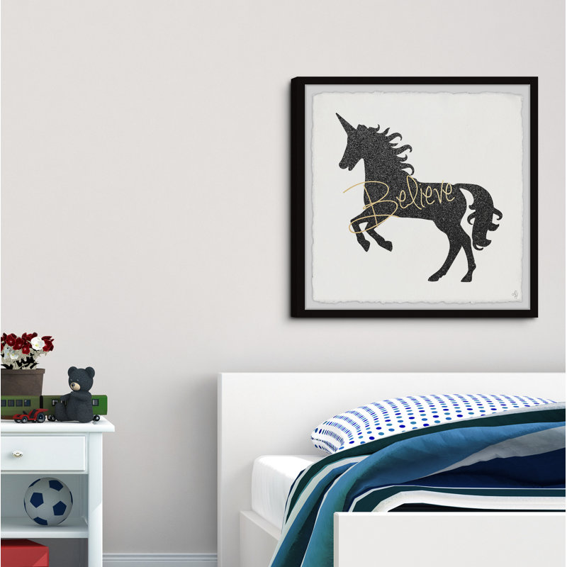 « licorne believer », art encadré Dahle, H 24 po x l 24 po x P 1,5 po