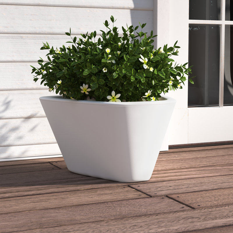 Pot à fleurs en plastique Calliope, H 9,8 po x l 16,6 po x P 15,75 po, Blanc