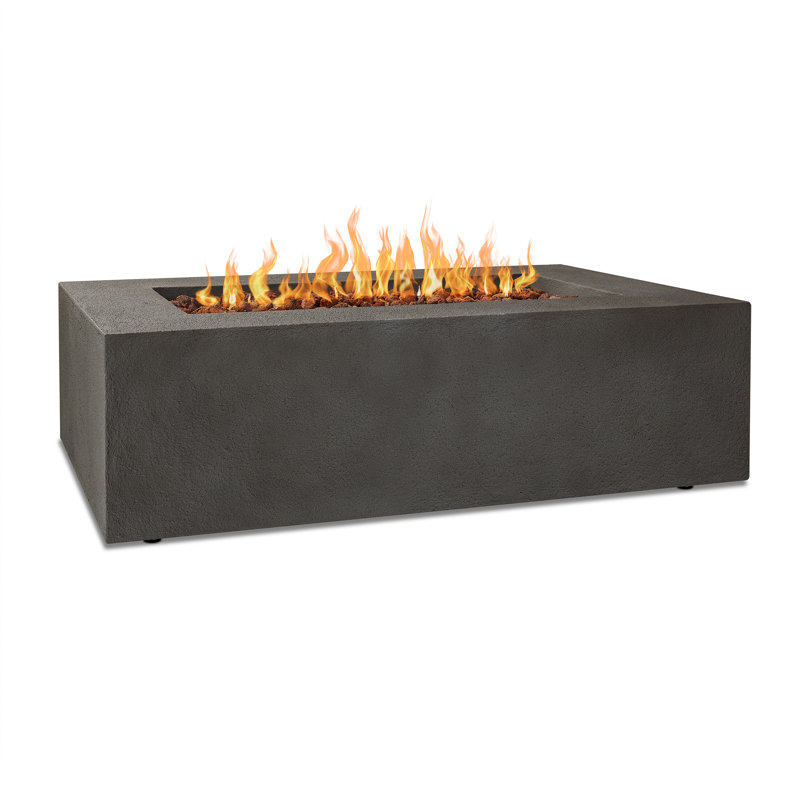 BALTIC Concrete Fire Pit Table with Lid, Glacier Gray, Propane, 15.75" H x 50.5" W x 32.5" D