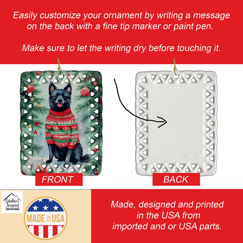 Ornement en porcelaine de Noël Schipperke, Schipperke 3624