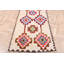 Tapis turc rétro Kilim avec motifs géométriques uniques dans des tons de beige éclatant