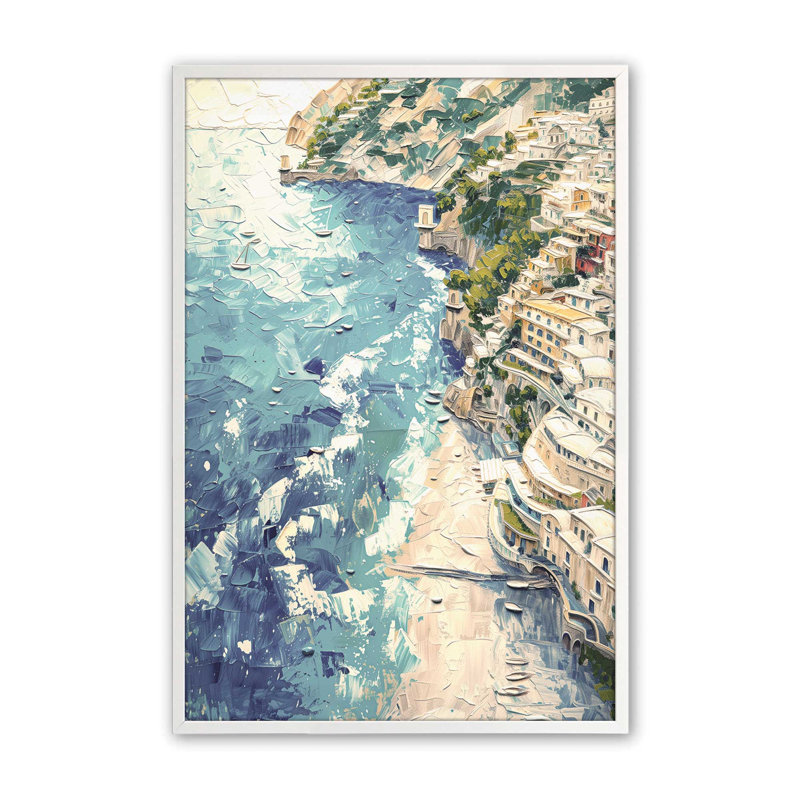 «Positano Sunset Serenade», reproduction d'art encadrée sur papier par Azure Artisanal Studio, H 11 po x l 9 po x P 1,25 po