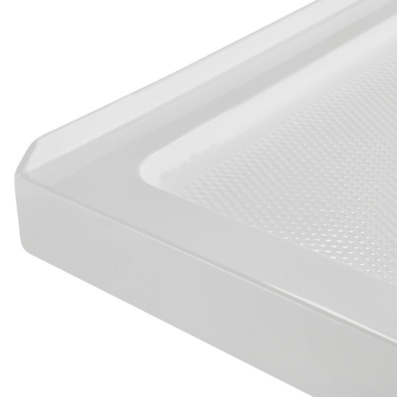 60'' Glossy White Rectangular Acrylic Shower Base with Center Drain