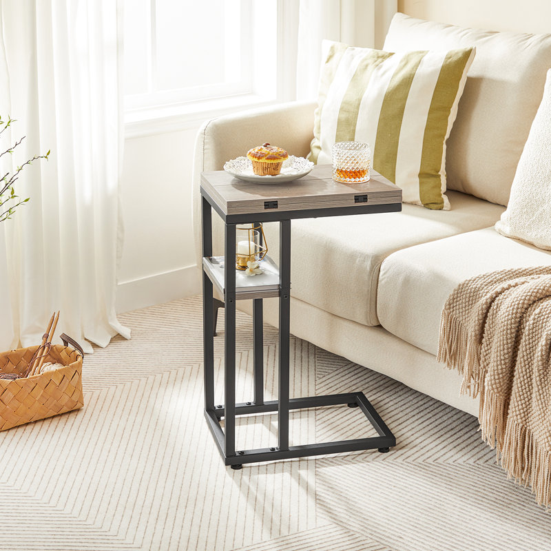 C Table Foldable End Table, Gray 