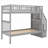 Solid Pine Platform Bed, Split-able Twin Over Twin Sleeper Bunk with Side Storage and Trundle, Neutral Gray