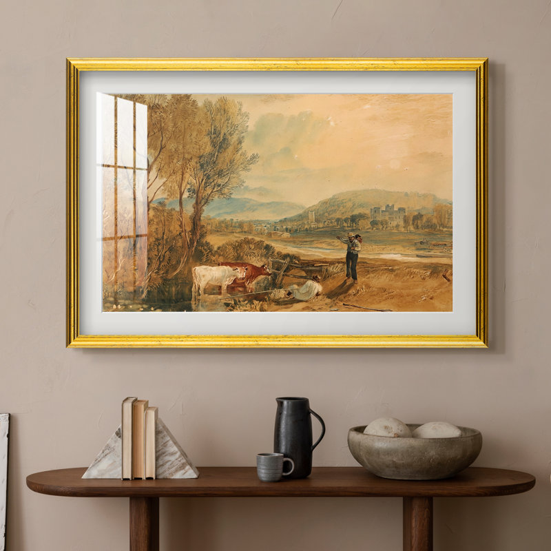 Château de Lulworth, Dorset, vers 1820 - J.M.W. Turner - Estampe encadrée sur mesure, 16x22 INNER SIZE, Framed Print with Mat