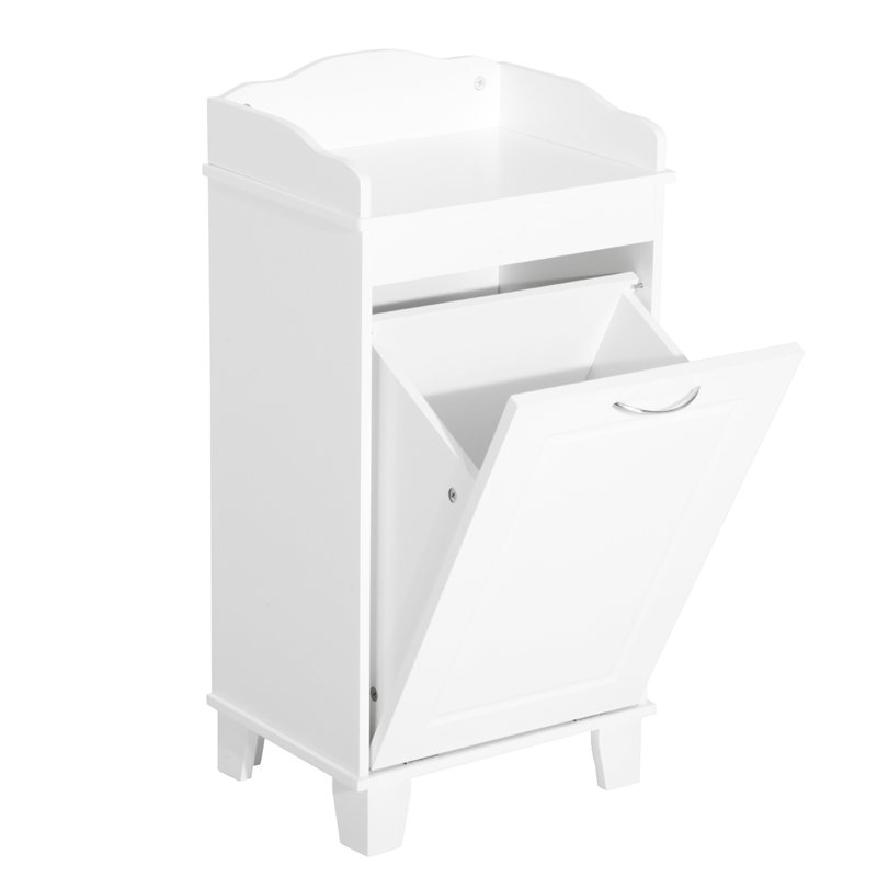 31" Bathroom Storage Hamper, Tilt Out, White Cabinet With Rust- Feature Organizer Cabinet, White, Out Laundry Extra Storage, Utilize Unused Corners, Stable And Strong