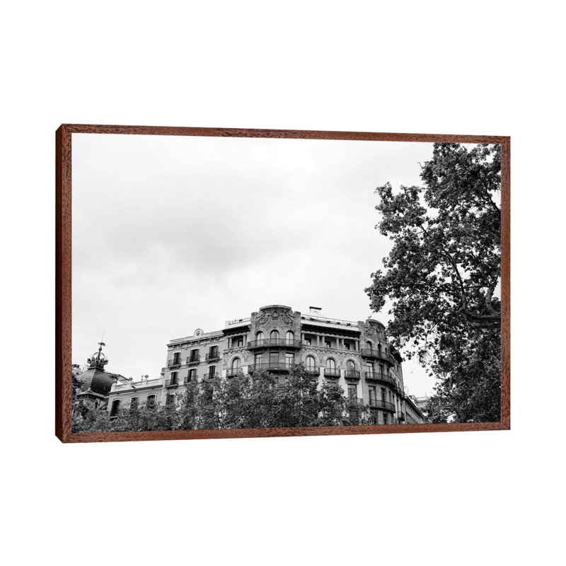Barcelona Architecture V by Bethany Young - Print on Canvas, Classic Brown Wood Framed, 101.6cm H x 152.4cm W x 3.81cm D