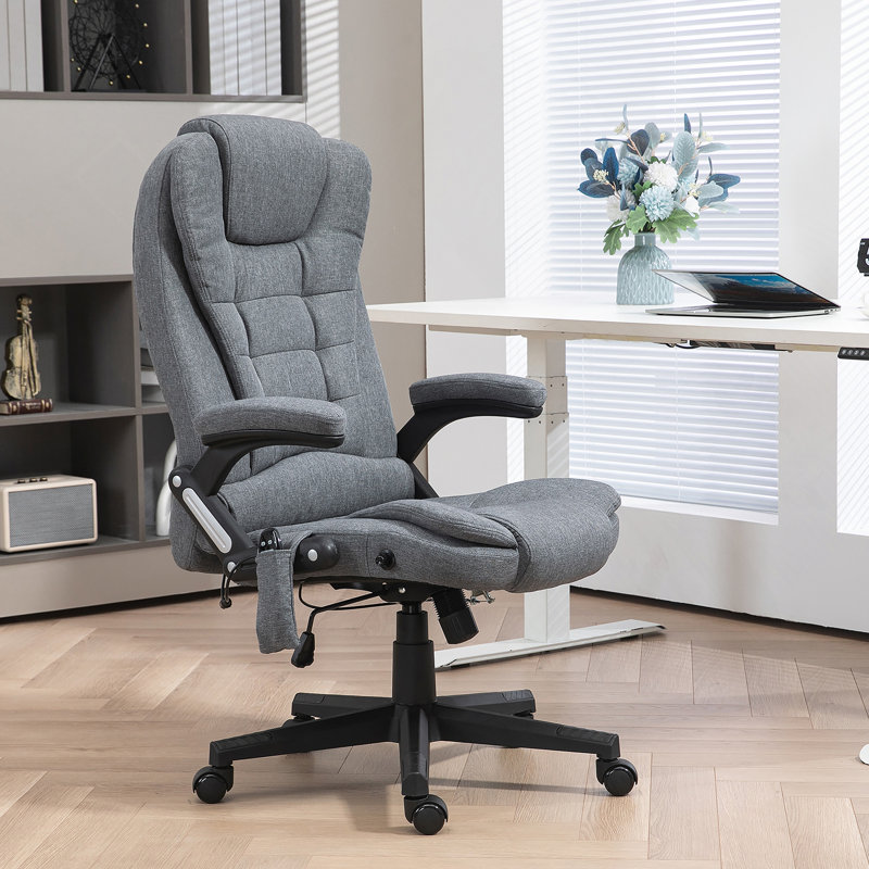 Fauteuil de bureau à 6 points de massage vibrant avec chaleur lombaire , Gris