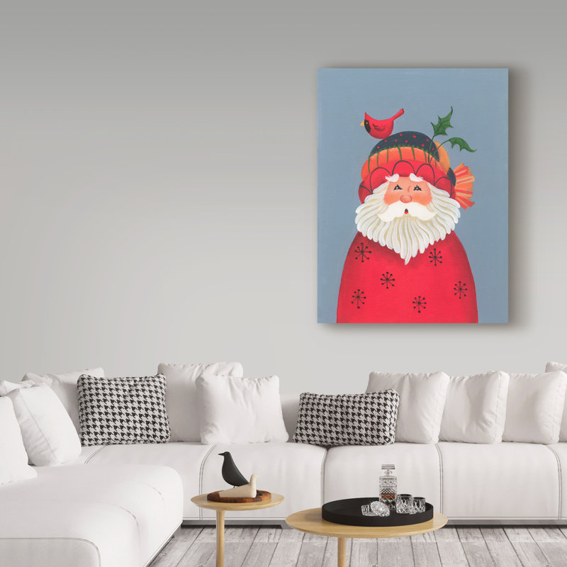 « père noël avec une haricot », art sur toile, H 19 po x l 14 po x P 2 po