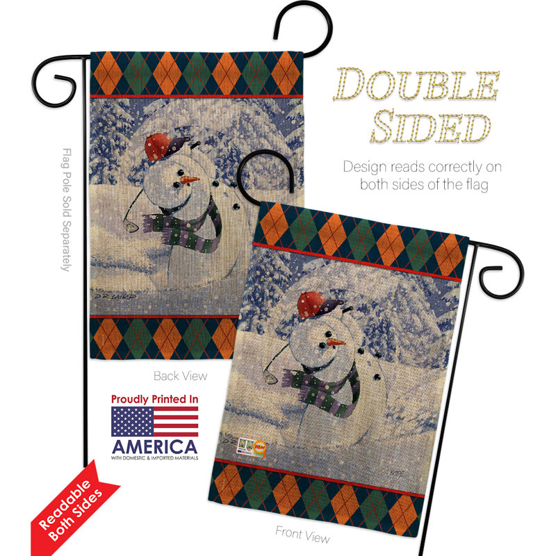 Polyester à 2 côtés 18,5 x 13 po bonhomme de neige bonhomme de neige bonhomme de neige drapeau de jardin
