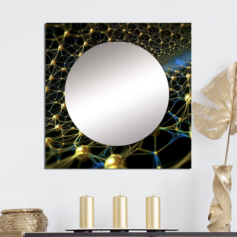 Décoration murale grand miroir carré pour chambre à coucher Khaleed - Fractals, 23 po x 23 po