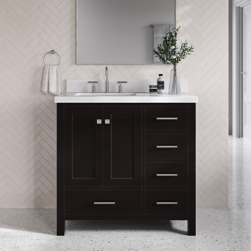 Ensemble de meuble-lavabo simple 37 po Cambridge, Espresso, Rectangular