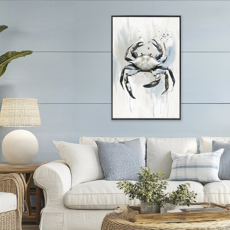 Royaume du crabe, giclée encadrée, design par Ramona Murdock, H 30 po x l 20 po, Giclée encadrée noir minuit