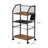 Rolling File Cart With Hanging File Folder, Wooden And Metal Mesh Design, Lockable Wheels, Brown