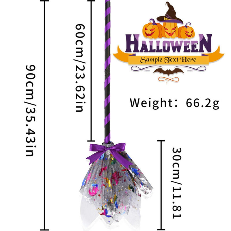 Ensemble de 2 accessoires de balai de sorcière d'Halloween, accessoires de balai de sorcière, accessoires de costumes de sorcière pour Halloween