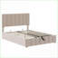 Lit plateforme double en lin avec rangement hydraulique - beige, aucun sommier tapissier requis