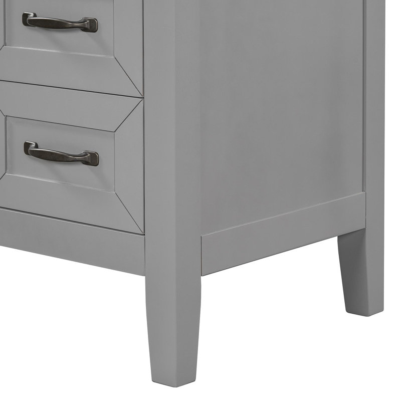 Meuble-lavabo 36 po sans lavabo, base d'armoire seulement, armoire de salle de bain avec tiroirs, cadre solide et panneau de fibres à densité moyenne, gris