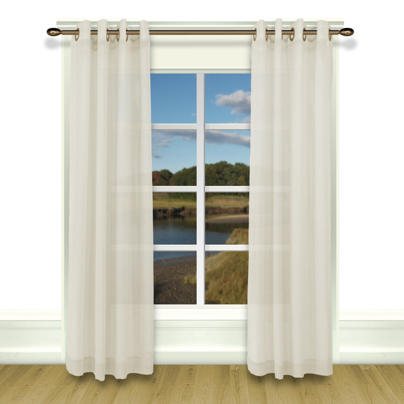Stepanie Semi Sheer Curtain Single Panel, 52" W x 63" L, Ivory