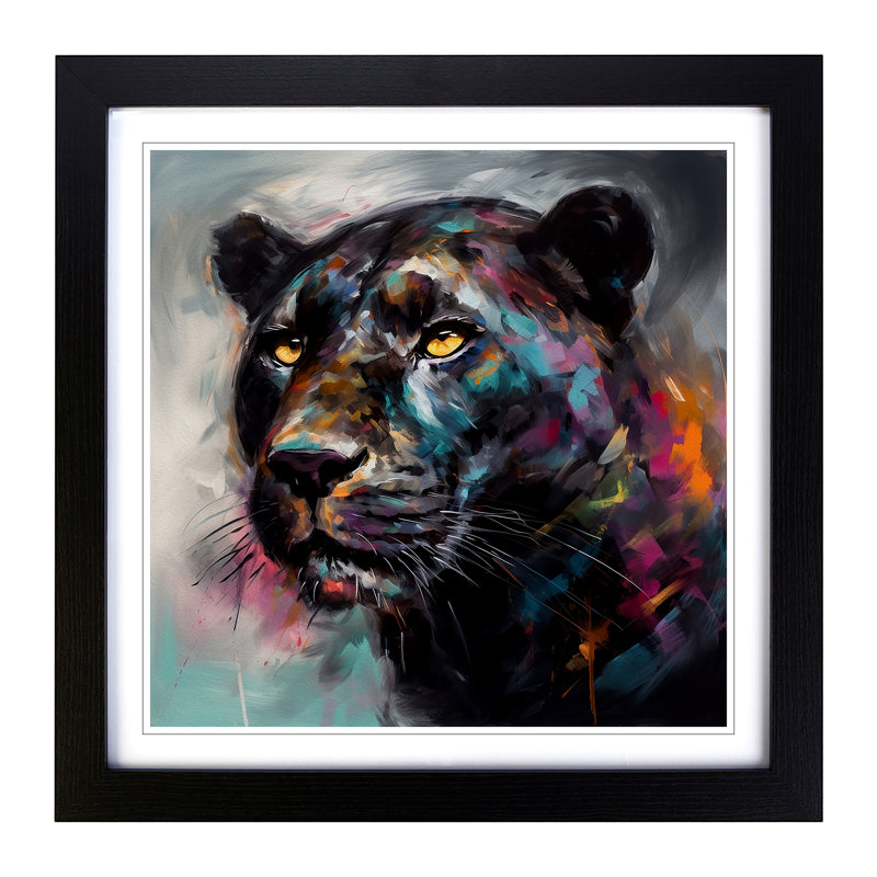 Panther Gestural Art No.2 - Framed Print, Black