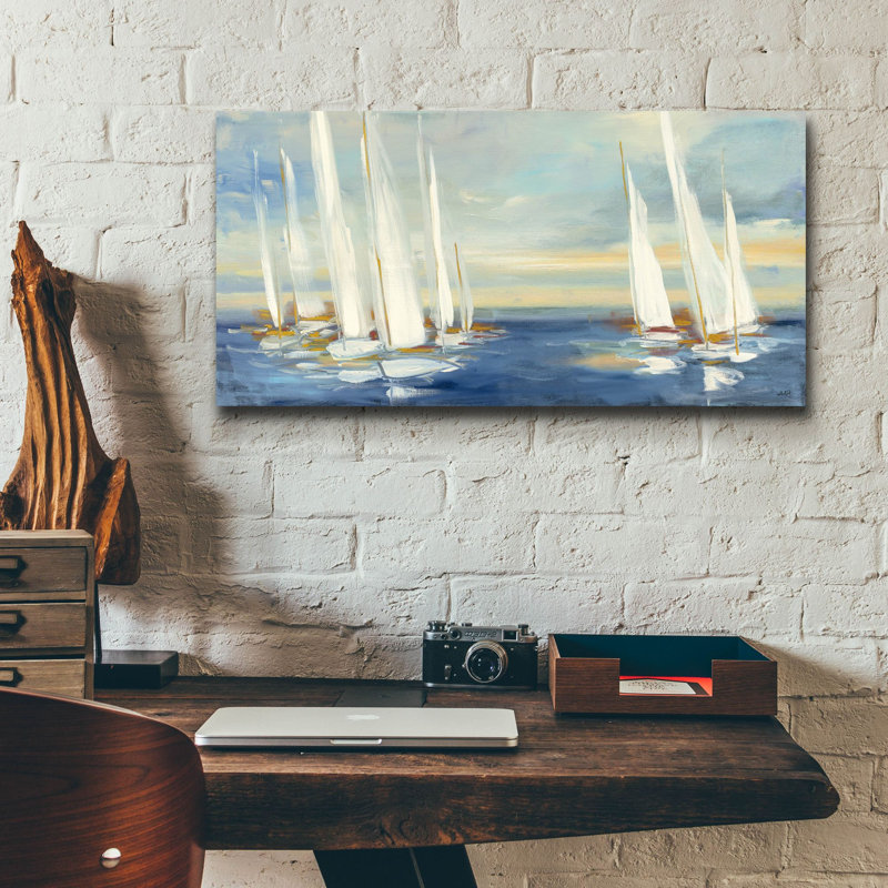 «Summer Regatta Sunset» par Julia Purinton, art mural en verre acrylique, H 12 po x l 24 po