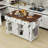 Rolling Kitchen Island with Drop Leaf, Rack, Drawers and Charging Station-364973944