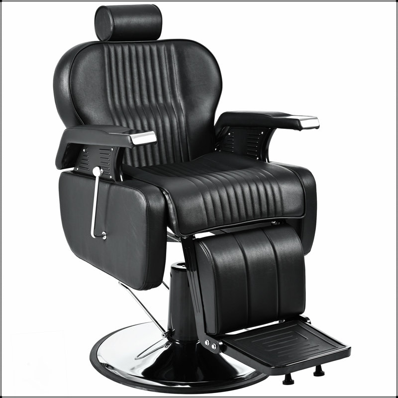 Heavy Duty Reclining Barber Chair With 360° Swivel, Height Adjustment, And Reinforced Stitching For Professional Use