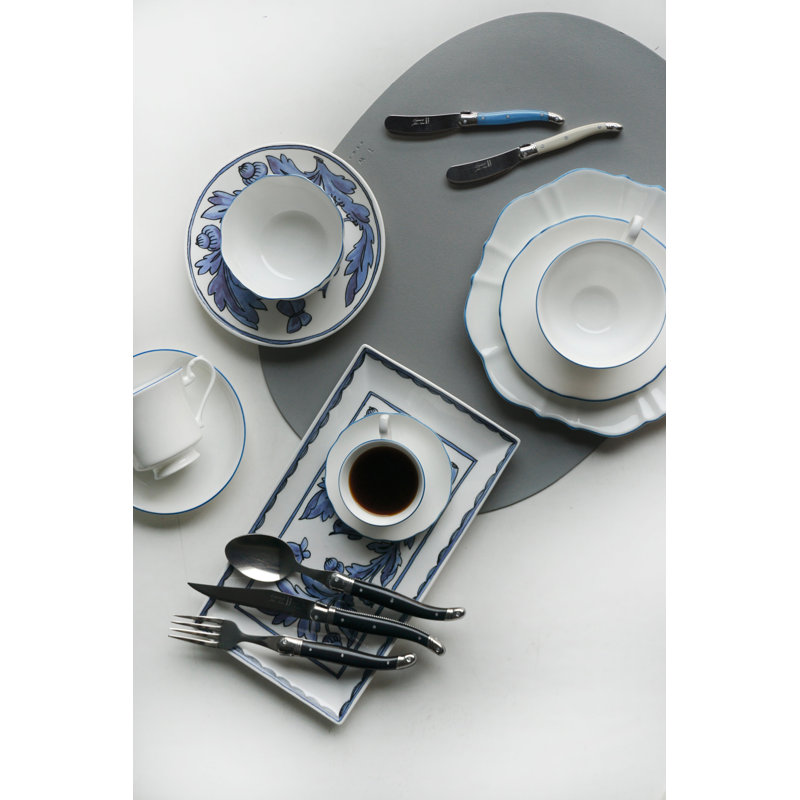 Amelie Forest Green Bone China Espresso Cup, White/Blue