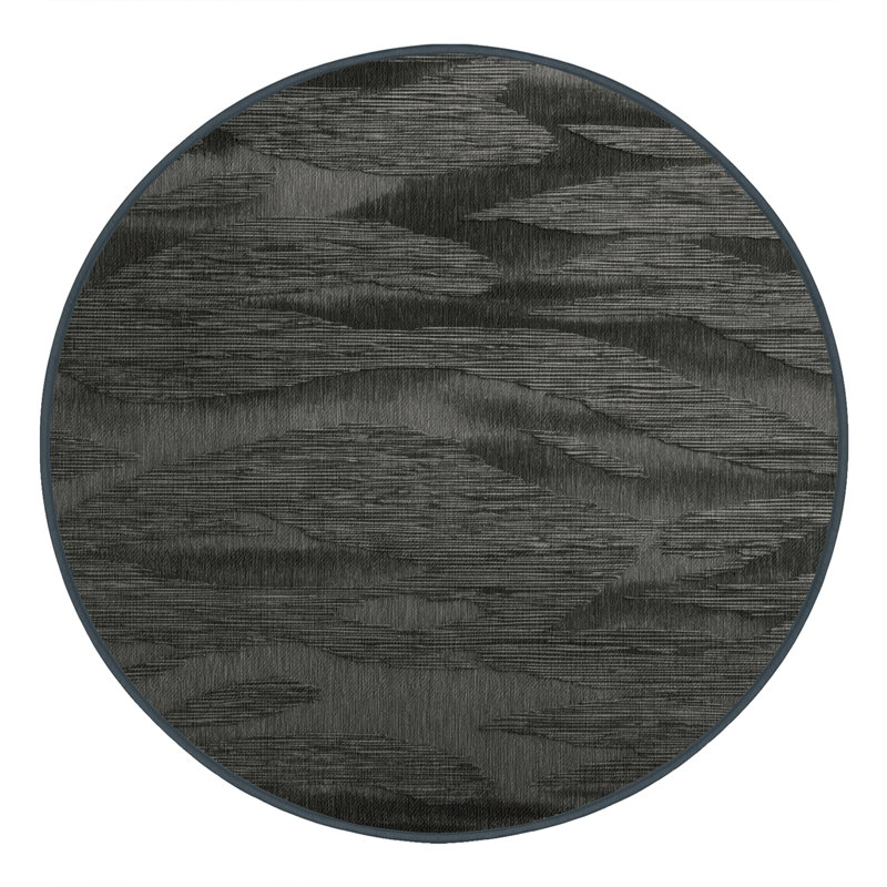 Tapis abstrait gris lavable à la machine, Rond 6 pi