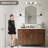 Aremi Contemporary Scalloped Arch Top Bathroom Vanity Mirror | Stainless Steel Frame-358908450-398741991