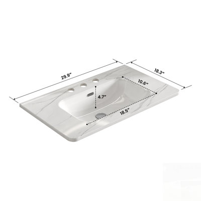 Integrated Carrara White Ceramic Basin with High-Temperature Glaze, Scratch-Resistant One-Piece Design for Easy Cleaning and Enhanced Bathroom Elegance