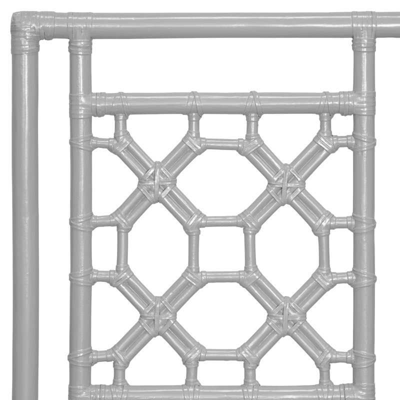 Lattice Back Open-Frame Rattan Headboard, Light Gray, Full