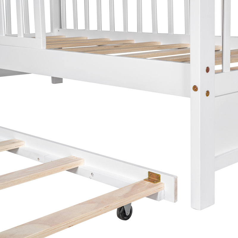 Lit de jeu avec lit gigogne et tablettes - Conception fermée en pin massif, Lit simple
