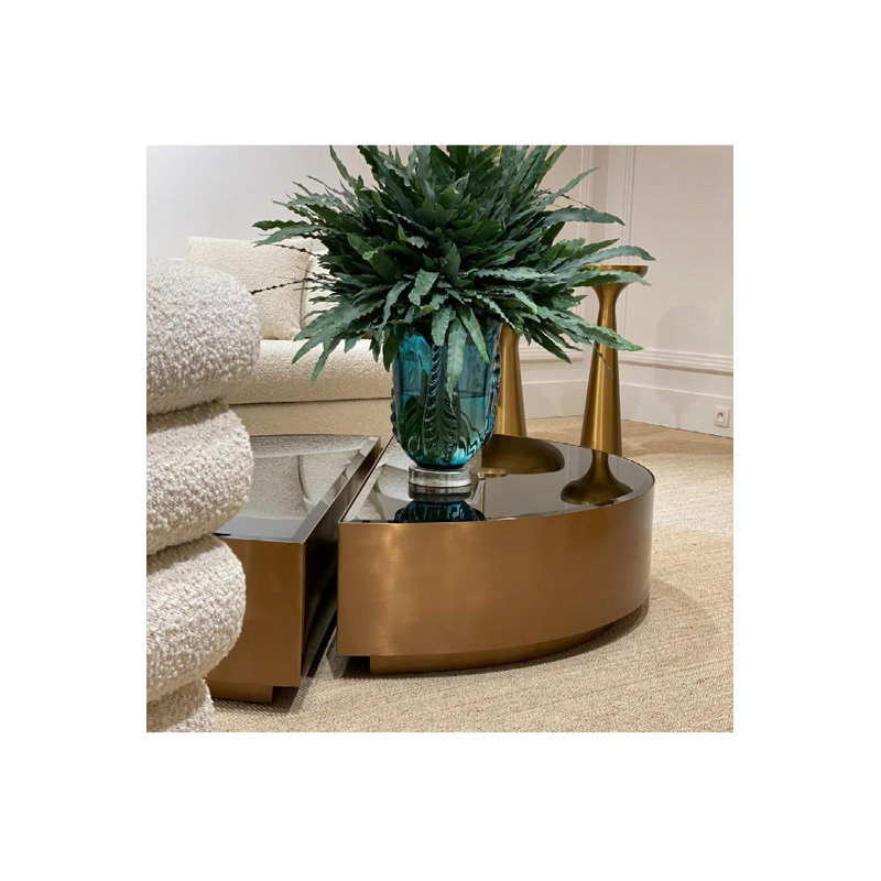 Astra Glass Coffee Table, Brass