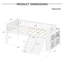 Structure de lit simple avec tablette de rangement, structure de lit en bois avec glissière et échelle, lit plateforme simple avec garde-corps, aucun sommier requis, assemblage facile, blanc-1713380154