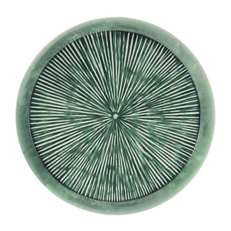 Plateau rond en métal gravé 13,5 po, Vert