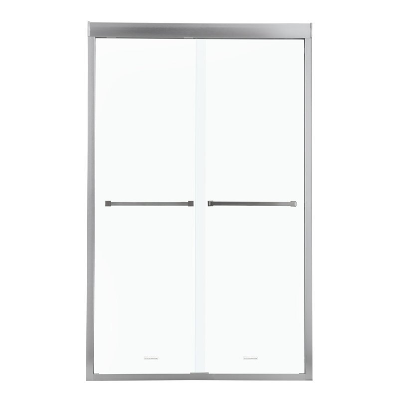 Shower Door 48" W X 76"H Semi-Frameless Bypass Sliding Shower Enclosure, Brushed Nickel