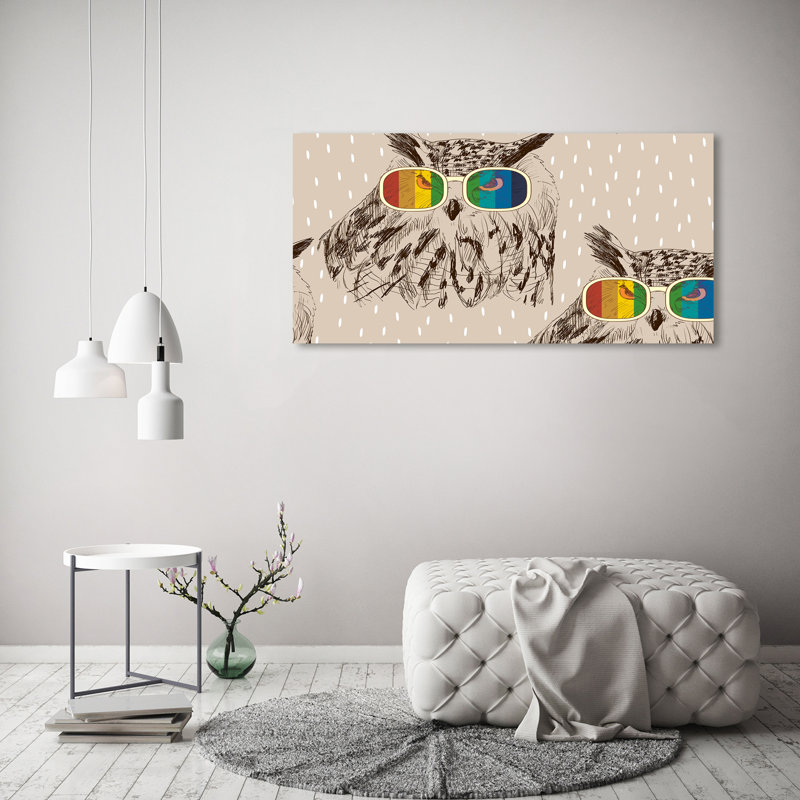 Owls In Glasses - Wrapped Canvas Print