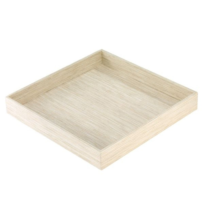 Grasscloth Decorative Tray, 14"W x 14"D x 2"H, Ecru, Square