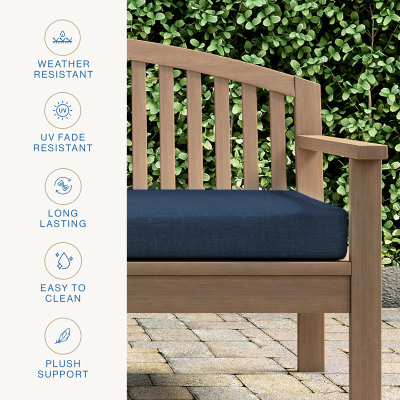 Outdoor Bench Cushion - Comfortable, Durable, Weather-Resistant Design, Dark Blue