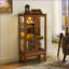 Vitrine lumineuse Cabinets, brun noyer, uni & amp; Bois composite, dossier en miroir, tablettes réglables | Traditionnel | Salon-1791286180
