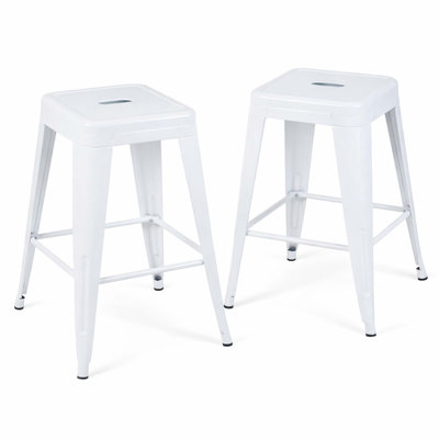 Ensemble de 2 tabourets de bar en métal sans dossier avec un design peu encombrant