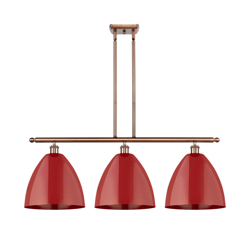 Amylee 3 - Light Kitchen Island Pendant, Antique Copper, Red