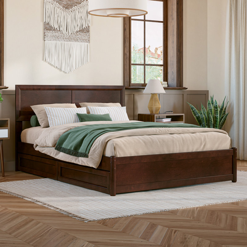 Astley Wood Panel Storage Bed, Full, Walnut