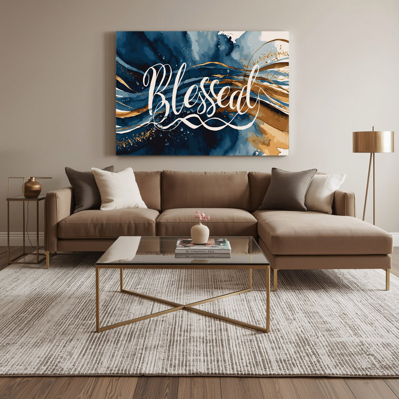 «Thanksgiving Blessed Script Designs», art mural sur toile grise, H 11 po x l 14 po