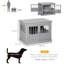 Meuble de table en bois pour table de bout avec portes triples, utilisation intérieure pour petits chiens, gris étain