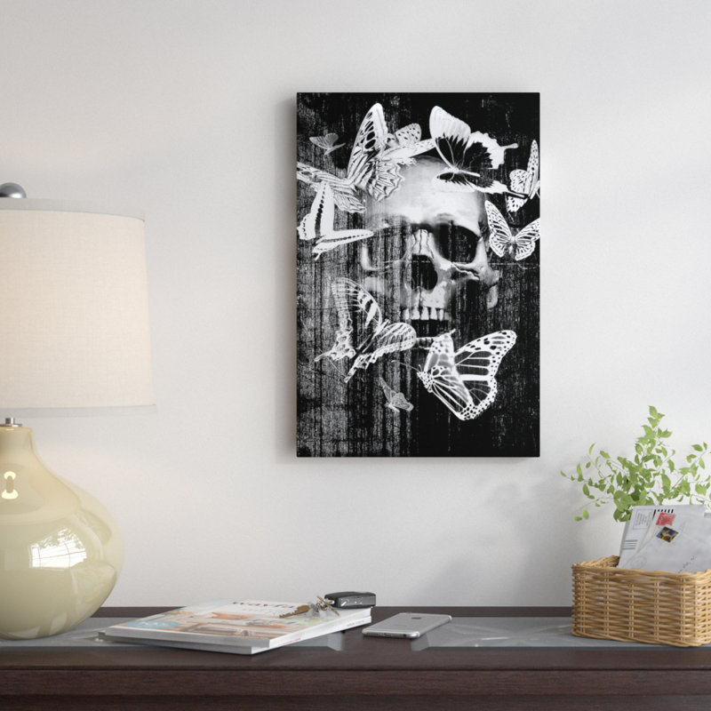 «Skull Butterfly Crown», estampe numérique sur toile tendue avec châssis, H 12 po x l 8 po x P 0,75 po, Toile tendue